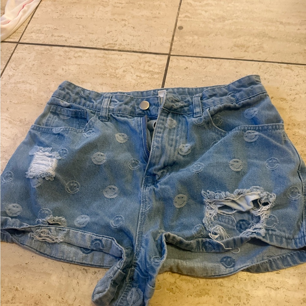 Blue Distressed Denim Shorts